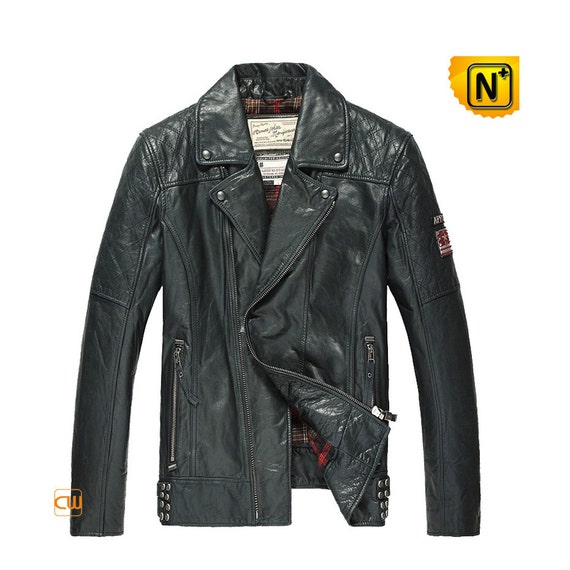 Mens Distressed Leather Motorcycle Jacket CW850211