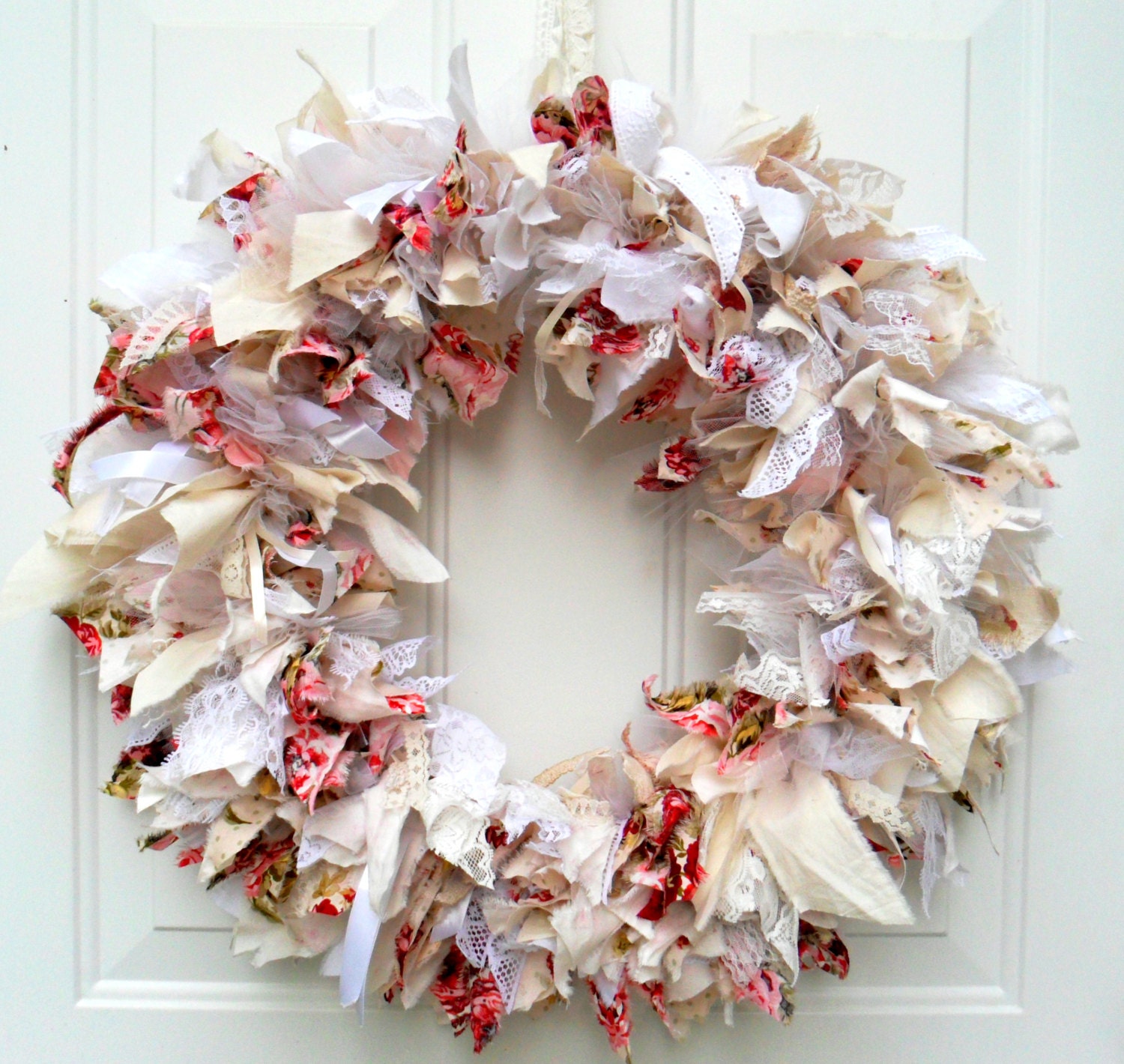 large fabric wreath fabric wreath rag wreath shabby chic