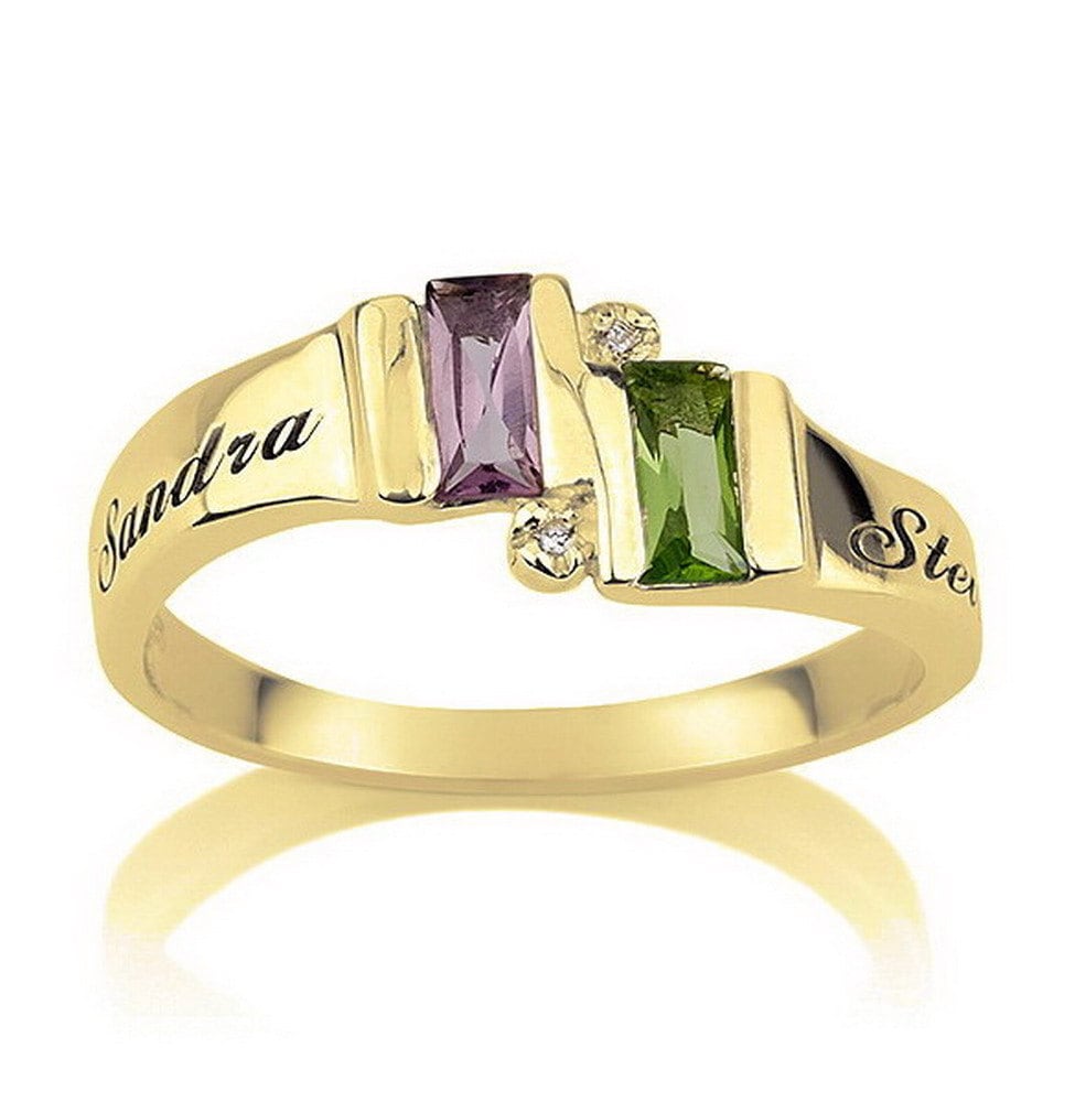 Engraved Promise Ring Couples Birthstone Gold by MyPersonalized