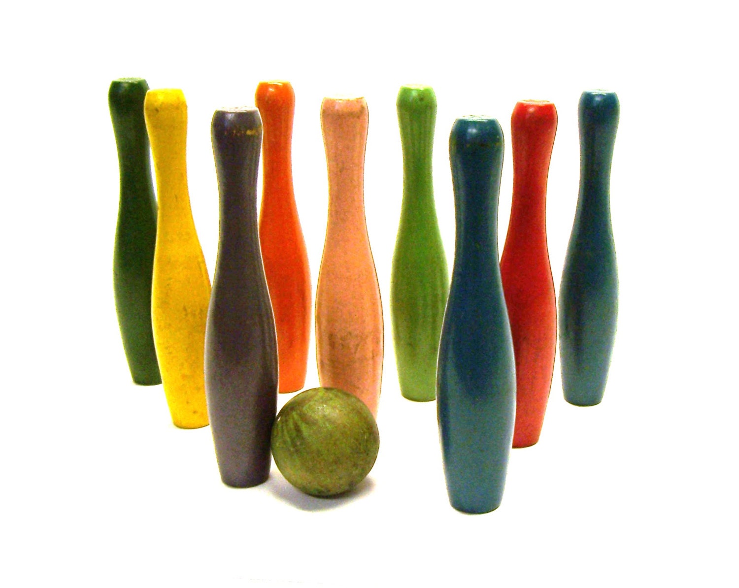 Vintage Skittle Pins Nine Pin Bowling Game Pub Game