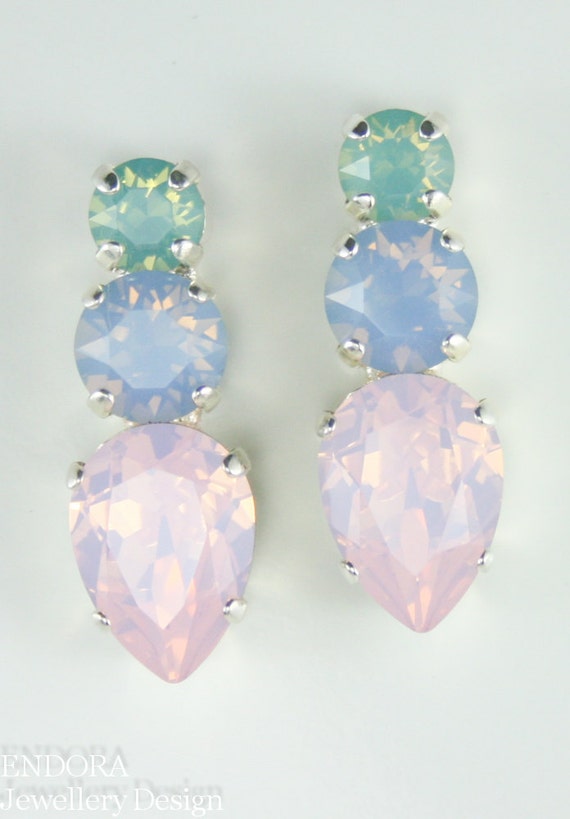 Pastel crystal earrings Pastel crystal jewelry by EndoraJewellery