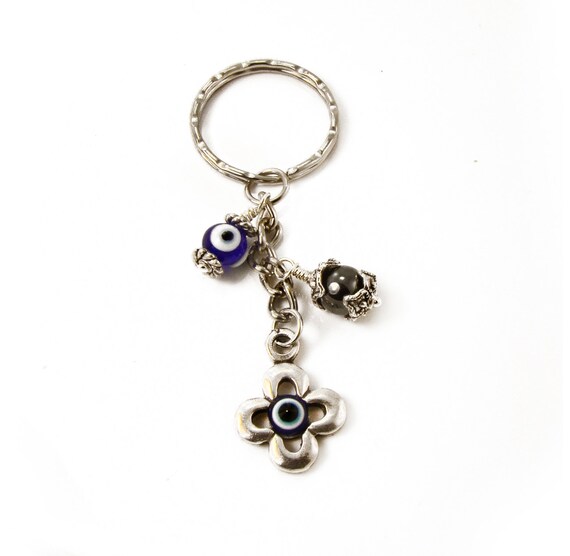 keychain evil meaning eye Hematite with Hamsa Mati Eye Greek Eye Keychain Evil Charm