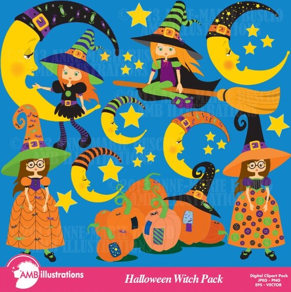 Halloween clipart, witch clipart, commercial use, vector graphics, digital clip art, digital download, AMB-216 Il_570xn