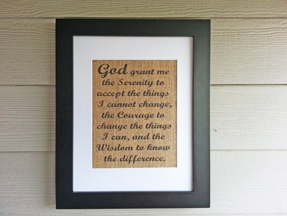 Serenity Prayer Framed Burlap Print Prayer Burlap Print