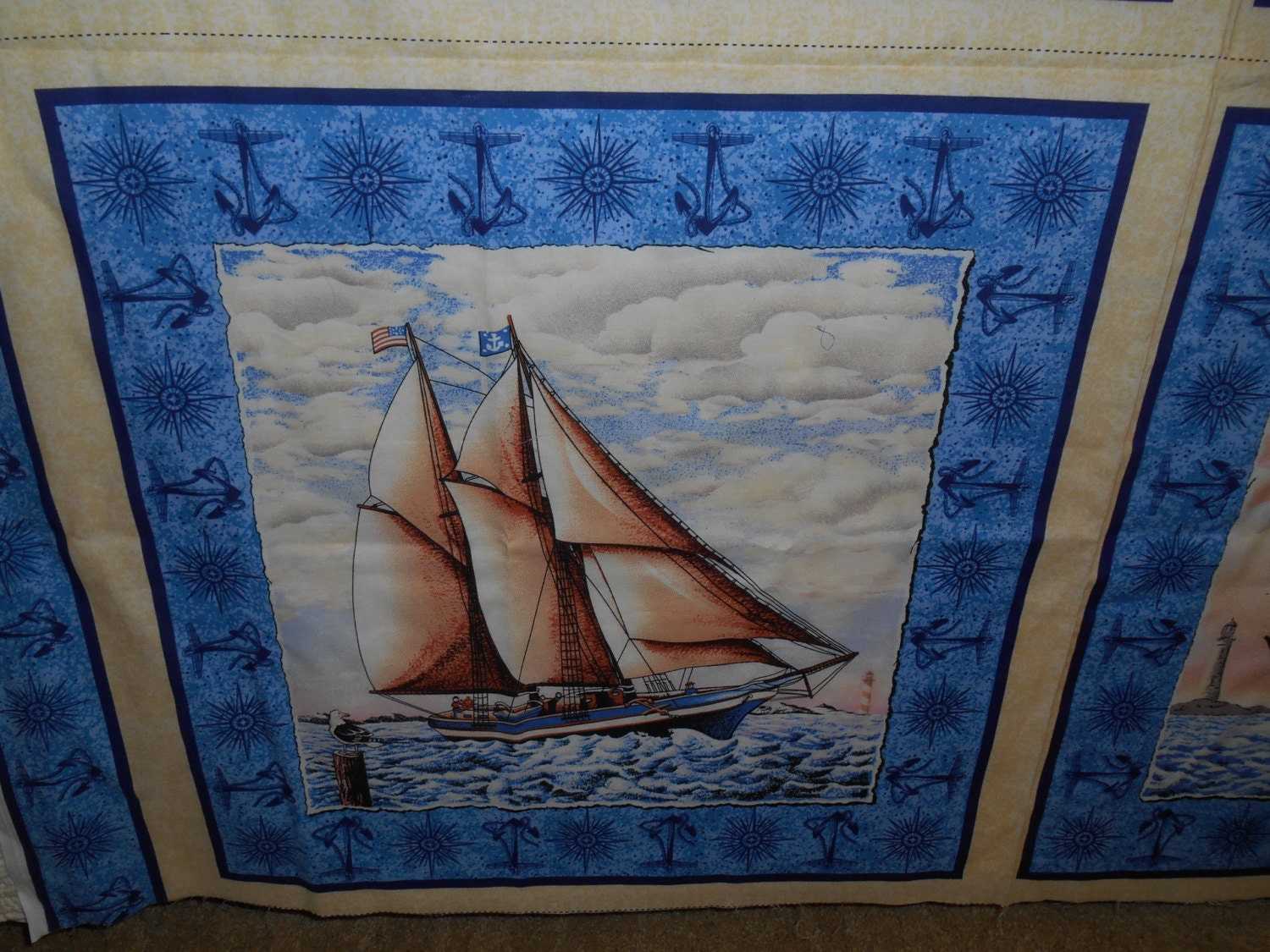 F093a 2 FABRIC PANELS Nautical Novelty by NoveltyPillows4All