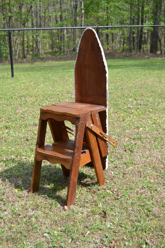 Vintage Wood Ironing Board Ladder Chair Rustic Handmade