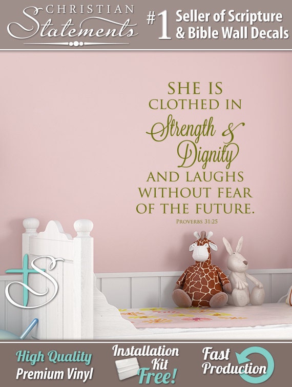 Items Similar To She Is Clothed With Strength Wall Decal Scr303 On Etsy