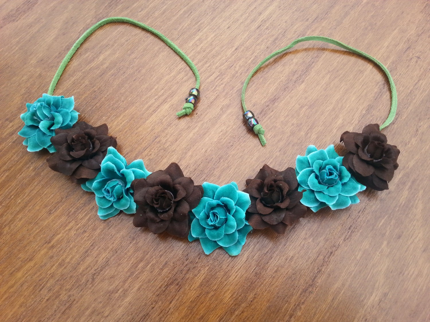 Brown and Teal flower crown by SaraBlueDesigns on Etsy