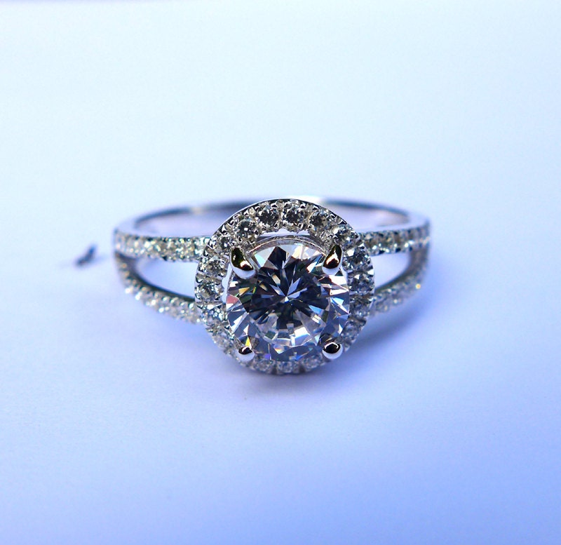 Solid Sterling Silver&CZ Engagement Ring by SterlingSilverJewels