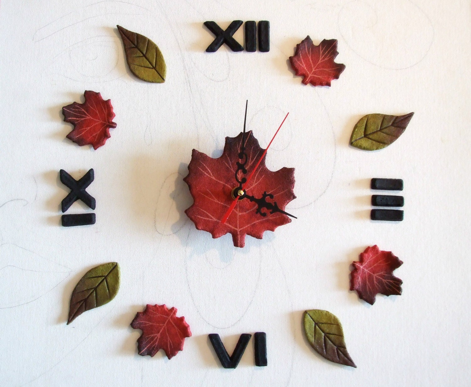 Ecofriendly wall clock Colorful leaves Nature themed Clocks