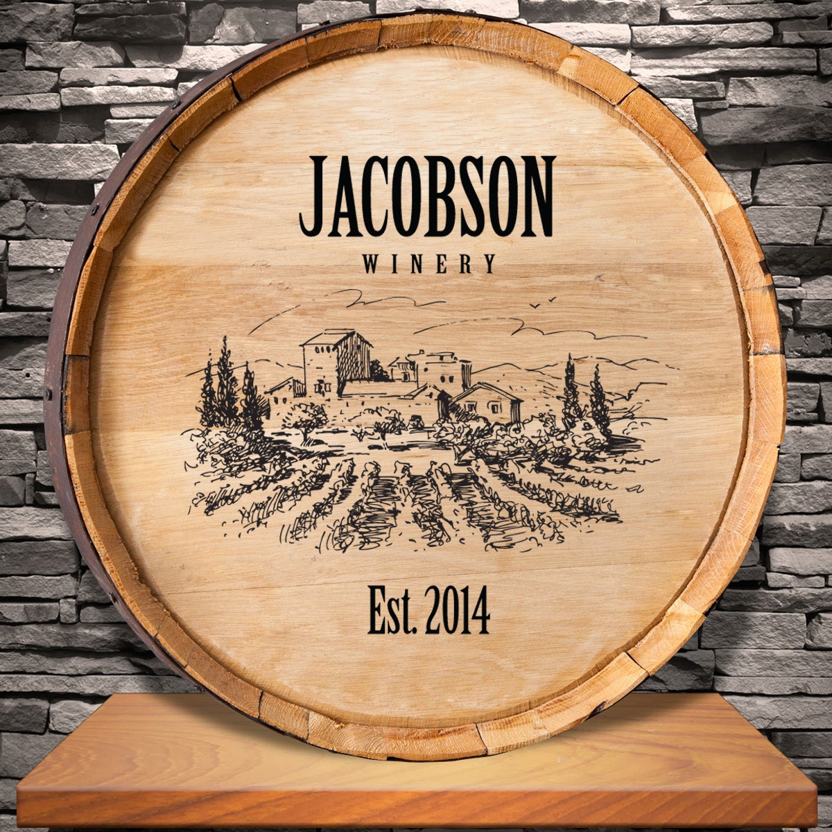 Wine Barrel Sign Personalized Vineyard Wine Barrel