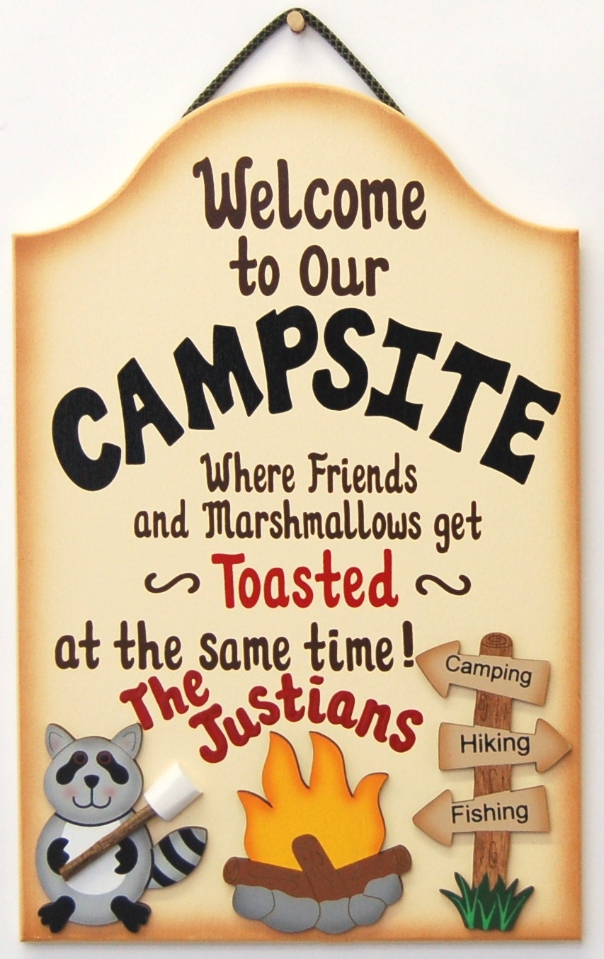 PERSONALIZED Funny Wood Camping Sign Where Friends and