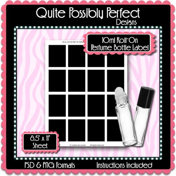 10ml Roll On Perfume Bottle Label Template Instant Download