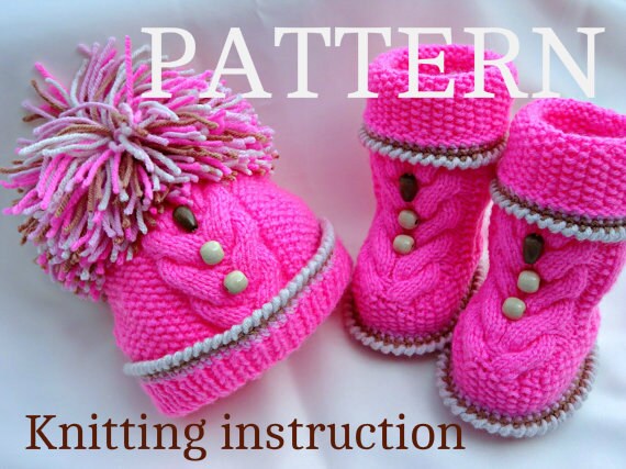 P A T T E R N  Knitting Baby Set Baby Shoes Knitted Baby Hat Pattern Baby Booties Baby Boy Baby Girl Pattern ( PDF file )