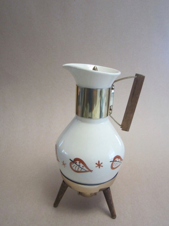 Ceramic coffee carafe with original stand and candle warmer