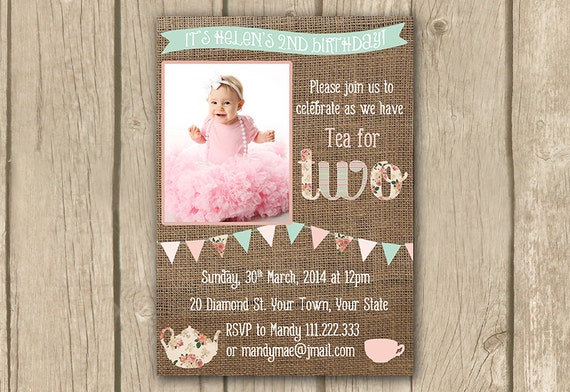 Tea for two invite Tea for 2 invitation by DulceGracePrintables