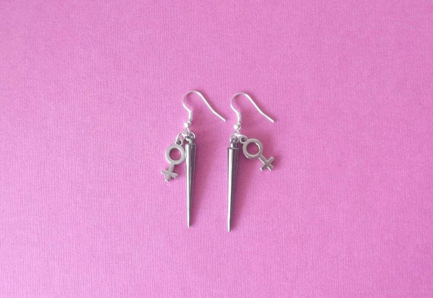 venus symbol of feminism catfightback Feminist Earrings by Venus Symbol Spike Earrings