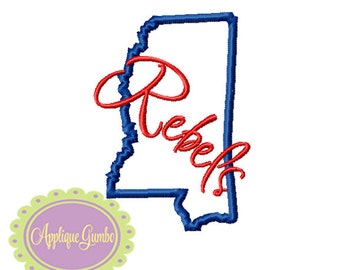 Mississippi Rebels Ole Miss Machine Embroidery Applique Design