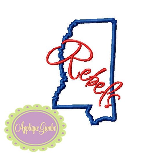 Mississippi Rebels Ole Miss Machine Embroidery Applique Design