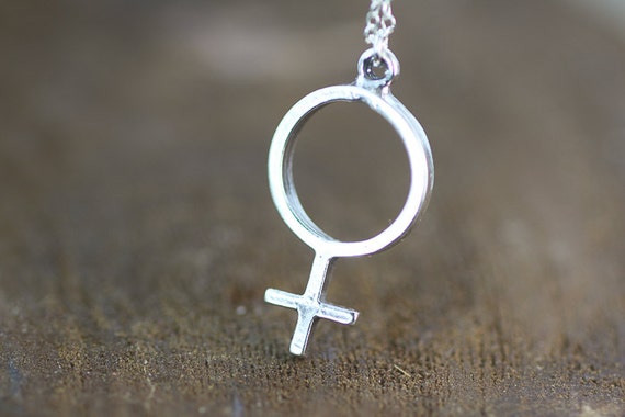 Female Symbol Charm Necklace. All sterling silver necklace.
