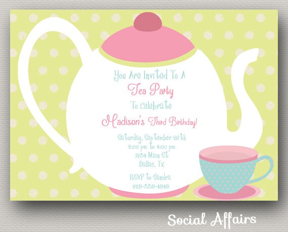 Tea Party Birthday Invitation - DIY Printable Invitation Il_570xn