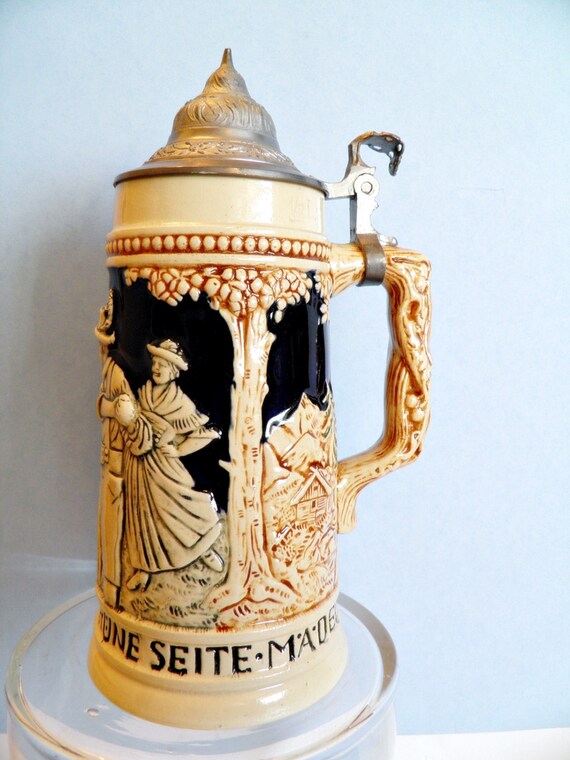Vintage German Beer Stein with Pewter Lid from Germany
