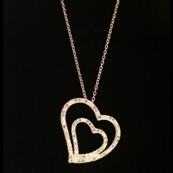 Diamond Heart Necklace Sterling Silver Genuine Diamonds