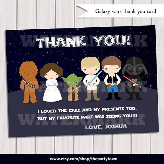 Galaxy wars Thank you card / Note Card Star wars/ thank you
