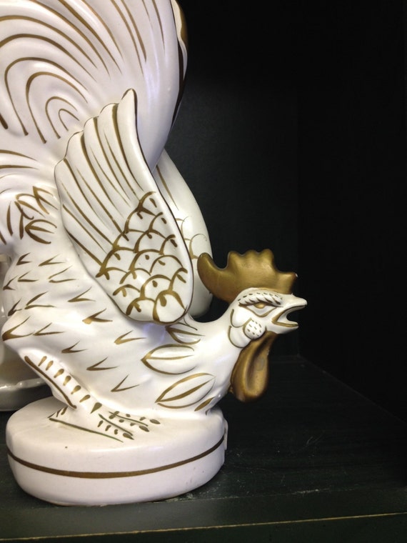 Lefton white with gold trim rooster
