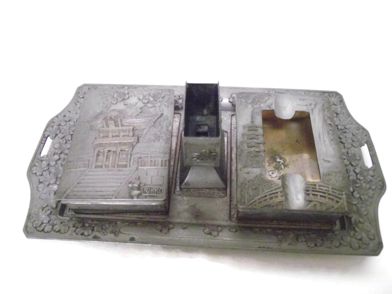 Vintage Metal Cigarette Smoke Set Occupied Japan