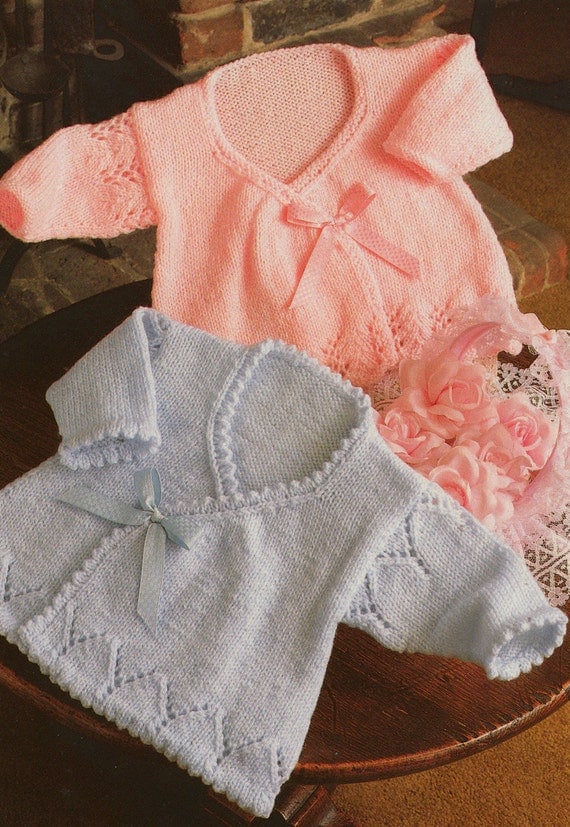 knitting pattern PDF for baby girls wrap cardigans in sizes 14