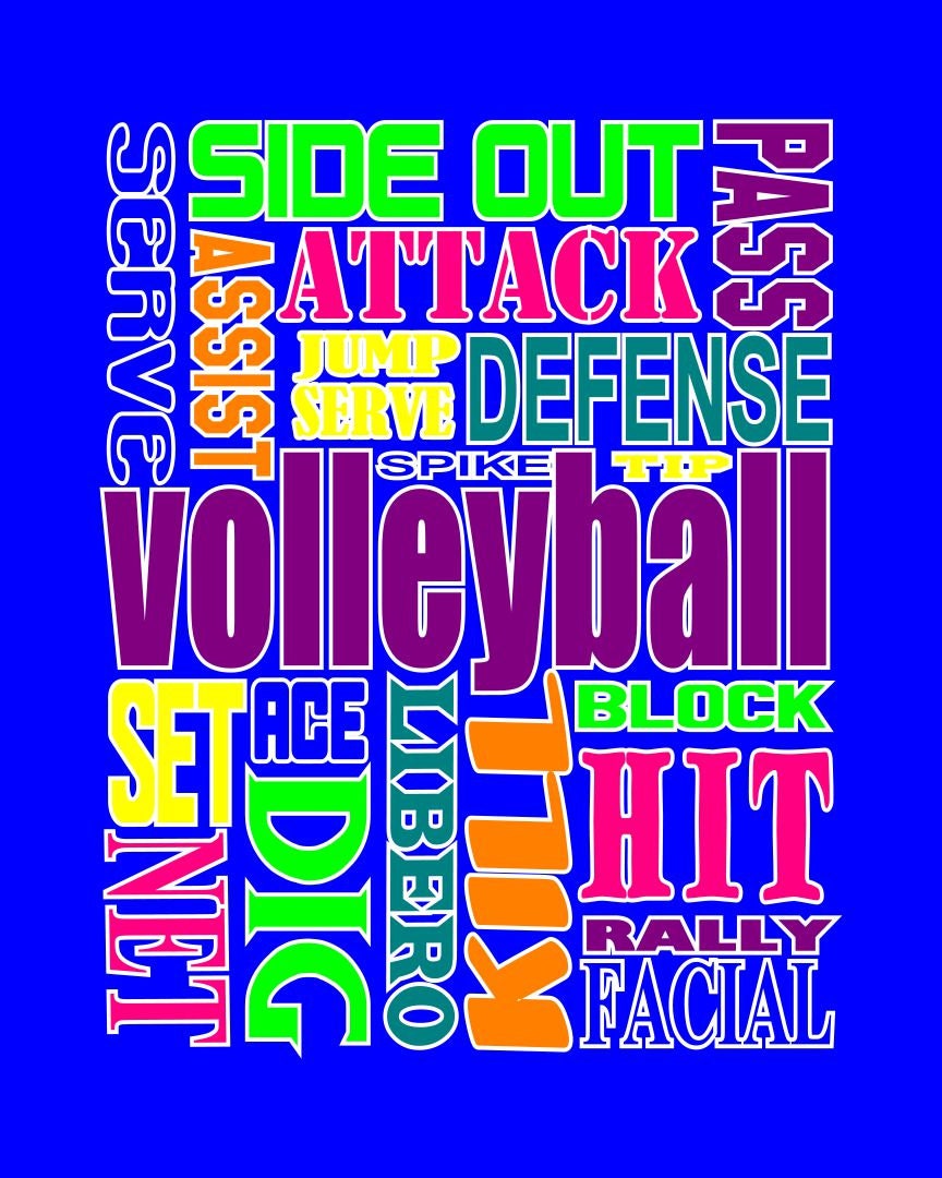 VOLLEYBALL words Volleyball shirt by StarkiesTees on Etsy