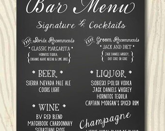 Chalkboard bar menu | Etsy