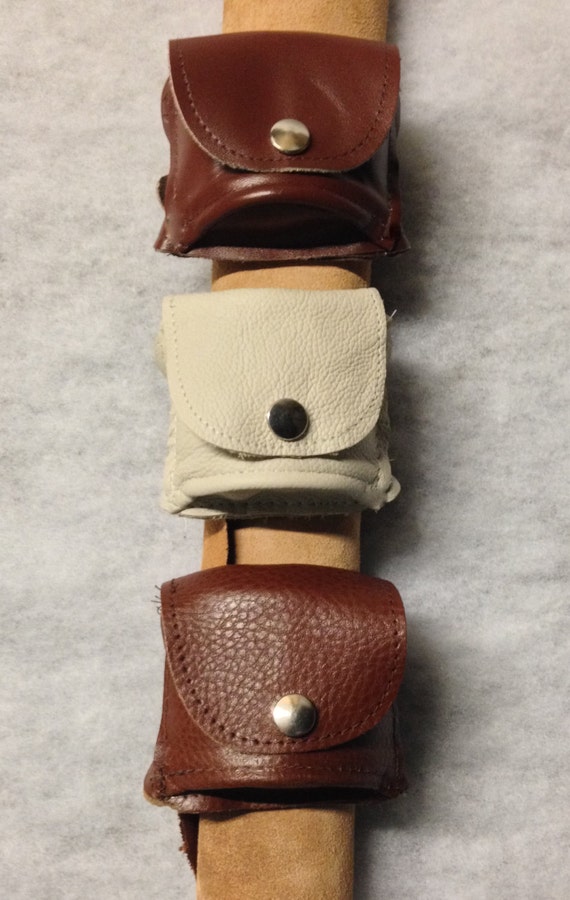 Soft Brown Leather WRIST PURSE / POUCH Two sectionsBuckle