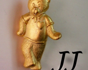 Signed Teddy Bear Tie Tack Pin by JJ - 2502