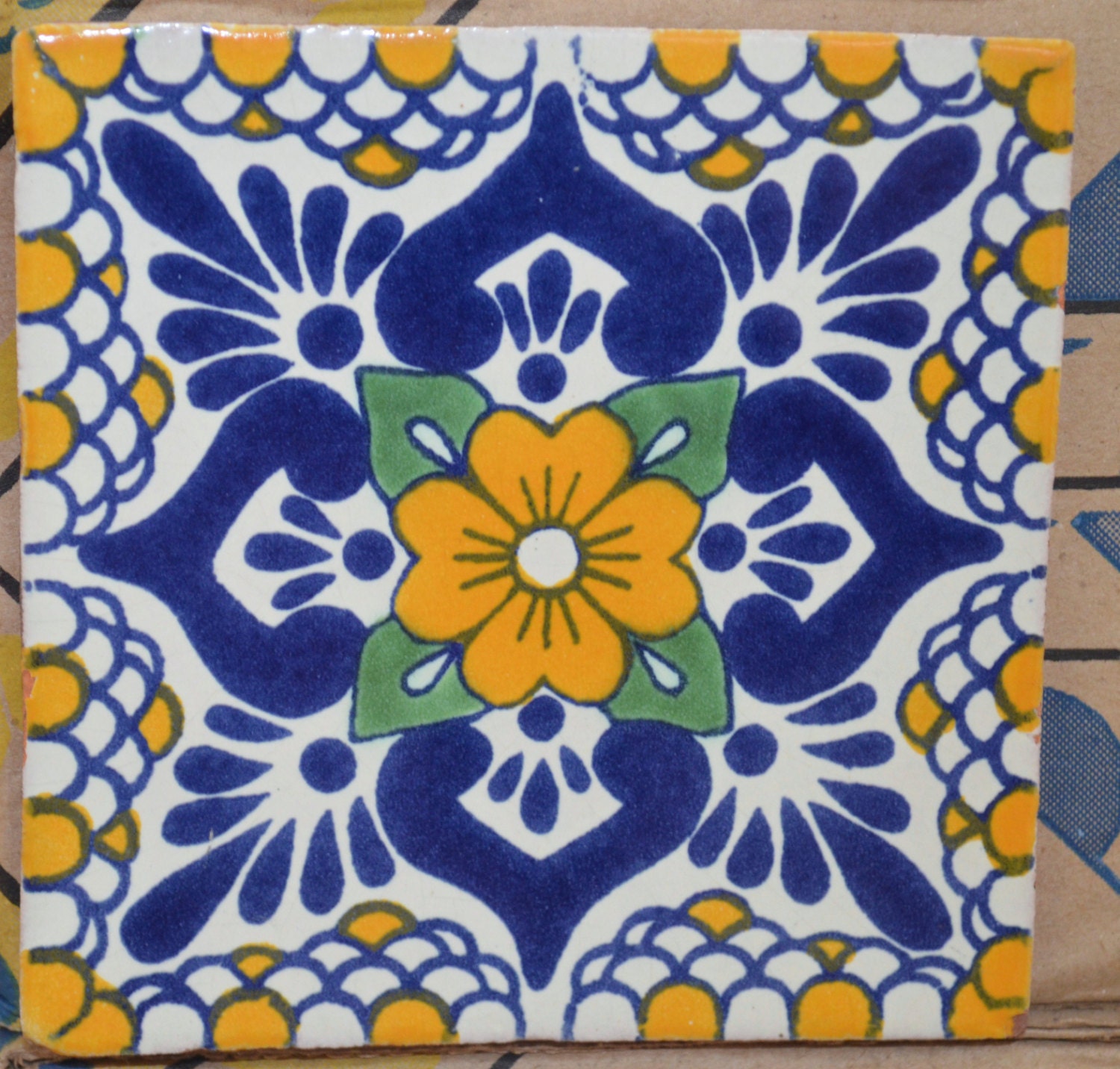 90 Mexican Talavera Tiles.Hand painted 4 X 4