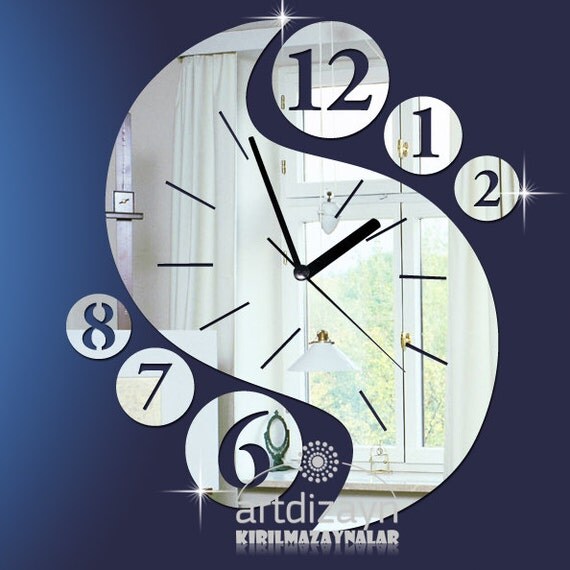 decorative wall clock mirror wall art modern home by walldecal76