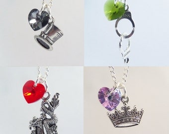 Mad Hatter, Graham, Mulan, Aurora Once Upon A Time Character Necklaces