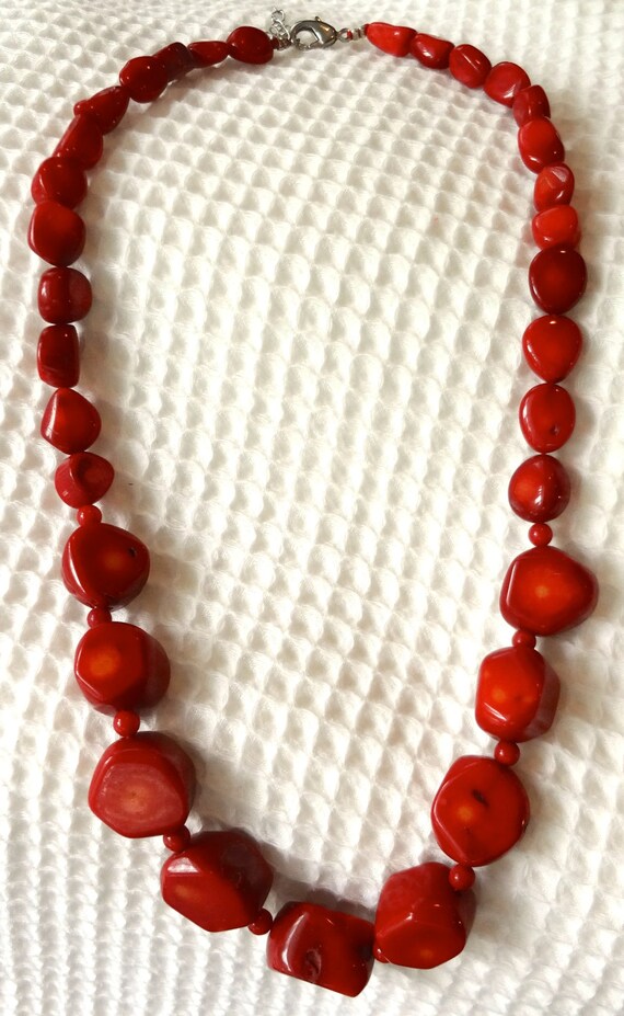 Untreated 20 Handmade ITALIAN RED CORAL Necklace