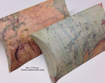 Map Favor Box Map Favor Vintage Map Travel Favor Travel Favours Map Pillow Box Map Pillow Boxes World Map
