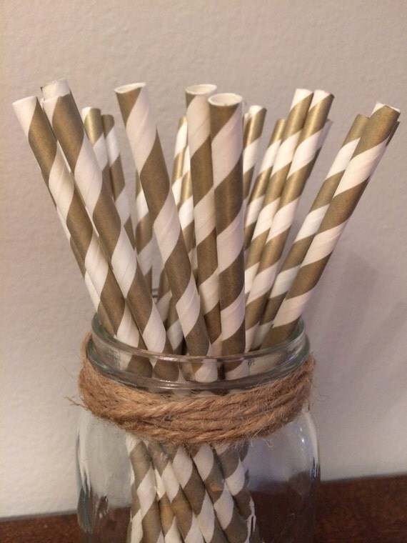 Straws - Gold  White Paper Straws - Wedding Straws, Paper Straws ...
