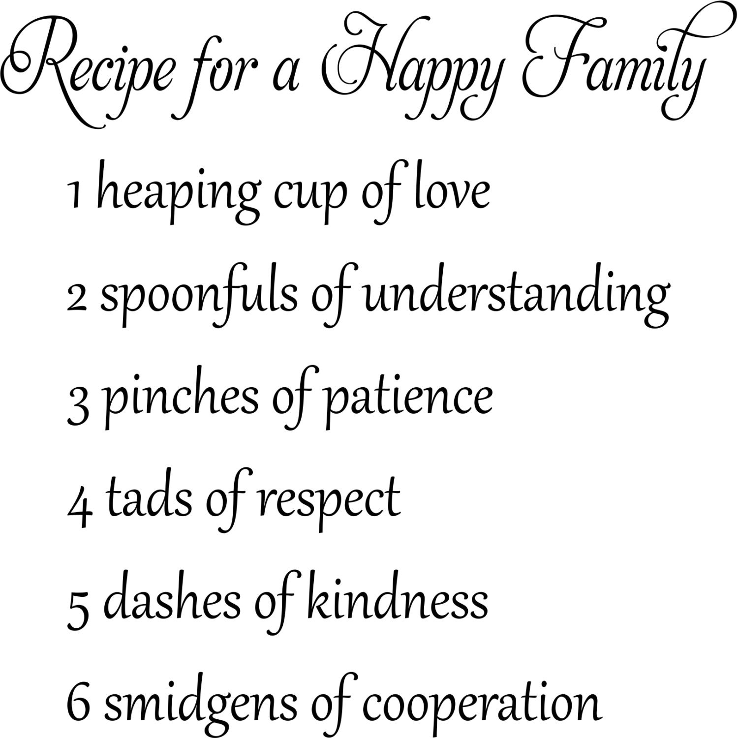 Download Kitchen Wall Decal Recipe for a Happy Family Kitchen Wall