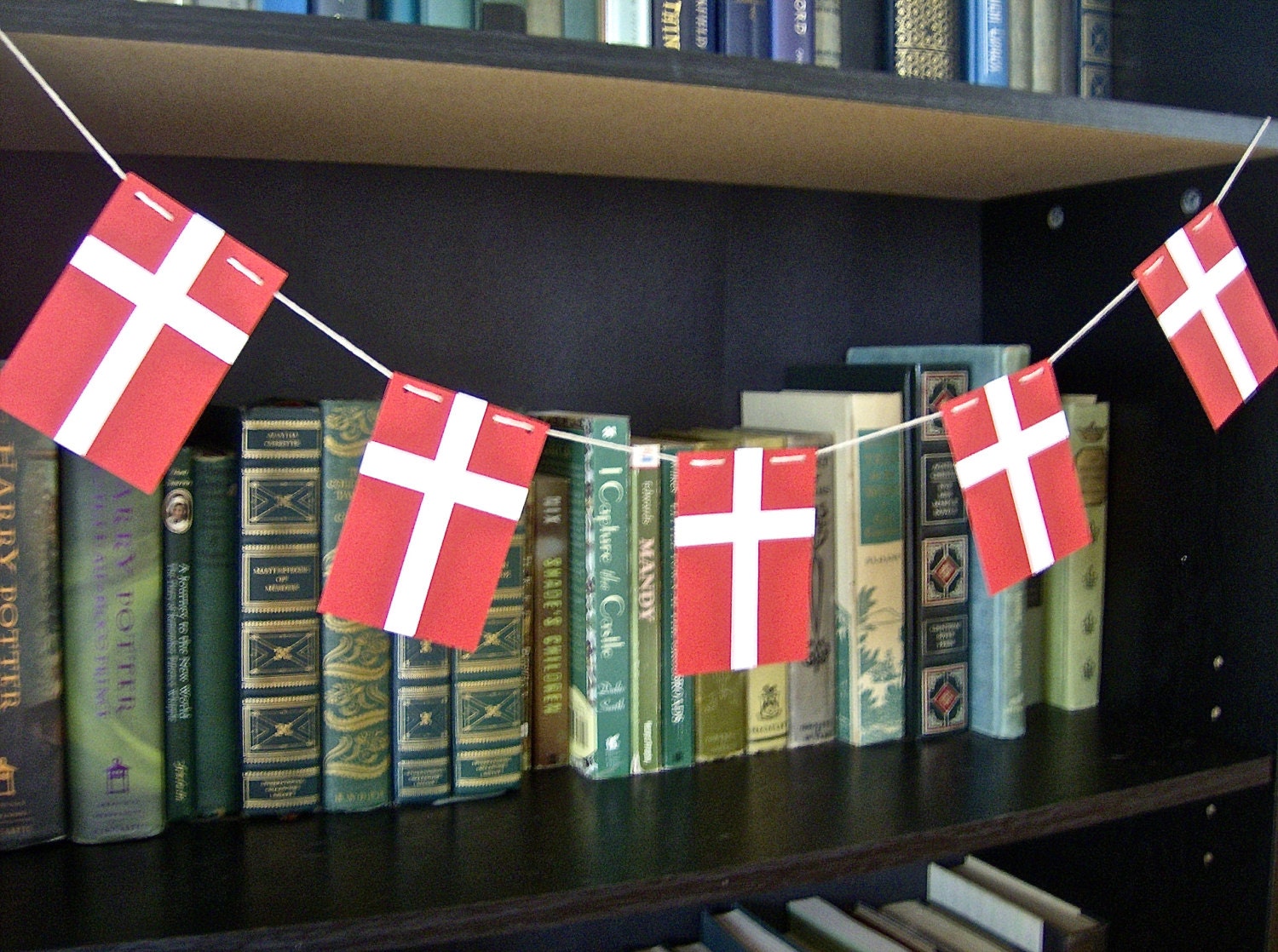 Danish Flags Christmas Garland or Nordic Scandinavian