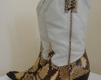 Snakeskin Cowboy Boots - Made In Italy By Greymer - UK Size 4 - Nice Condition