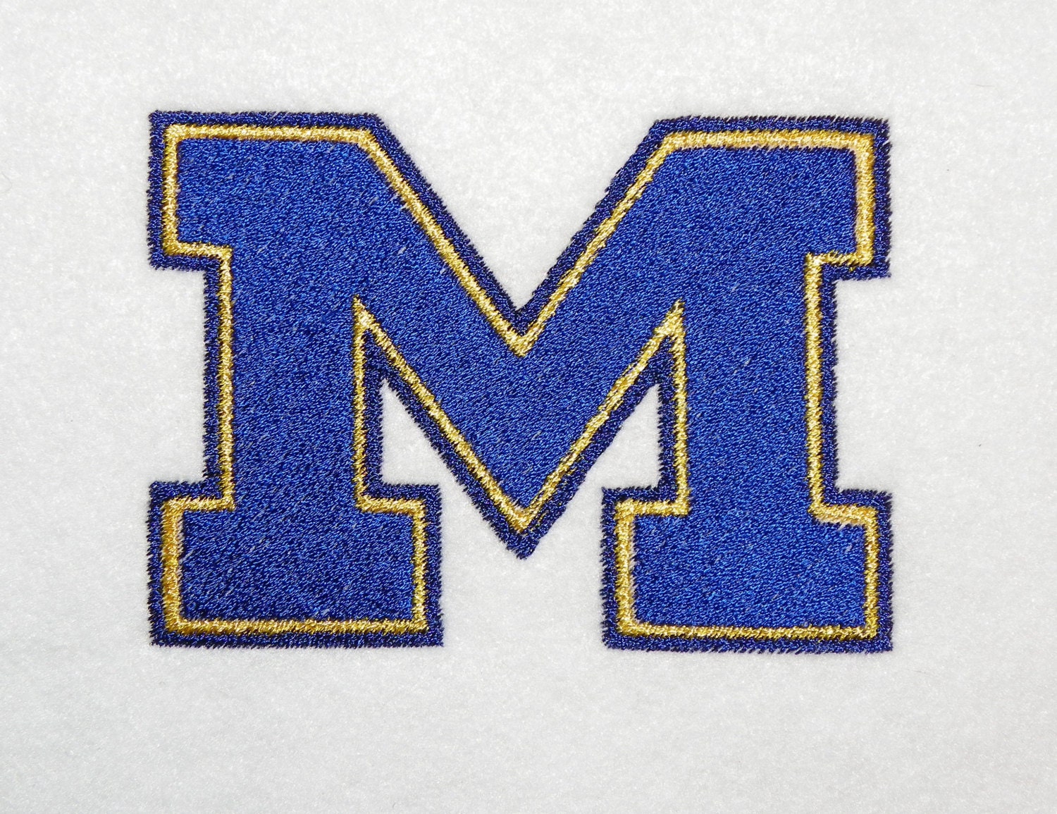 Outlined Block M Machine Embroidery Design Pattern 3 Colors