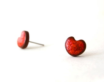Red Heart Earrings, Silver 925, Heart Earrings, Heart Stud Earring, Stud Earrings, Heart, Ceramic Earrings, Ceramic Jewelry, Natural Jewelry