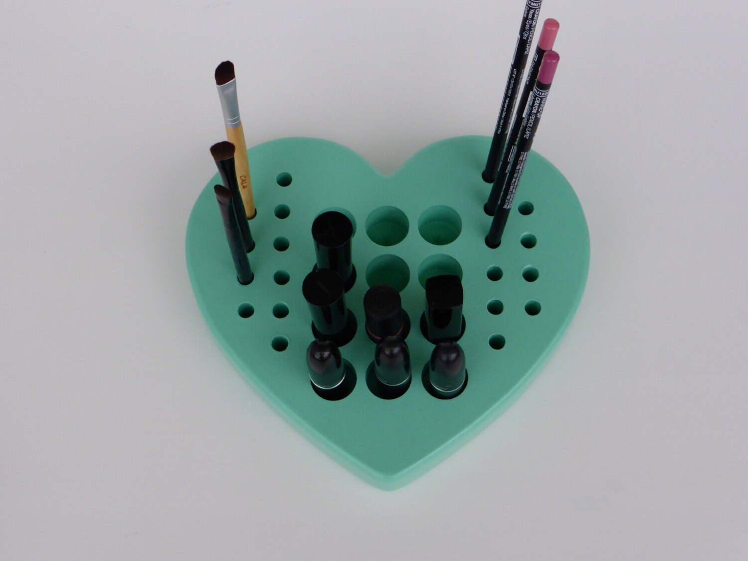 HEART Mint Make up organizer storage Makeup by CraftersCalendar