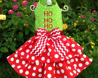 Custom Made Dog Pet Clothing Dress - Christmas Dog Dress – Ho Ho Ho Christmas Dress
