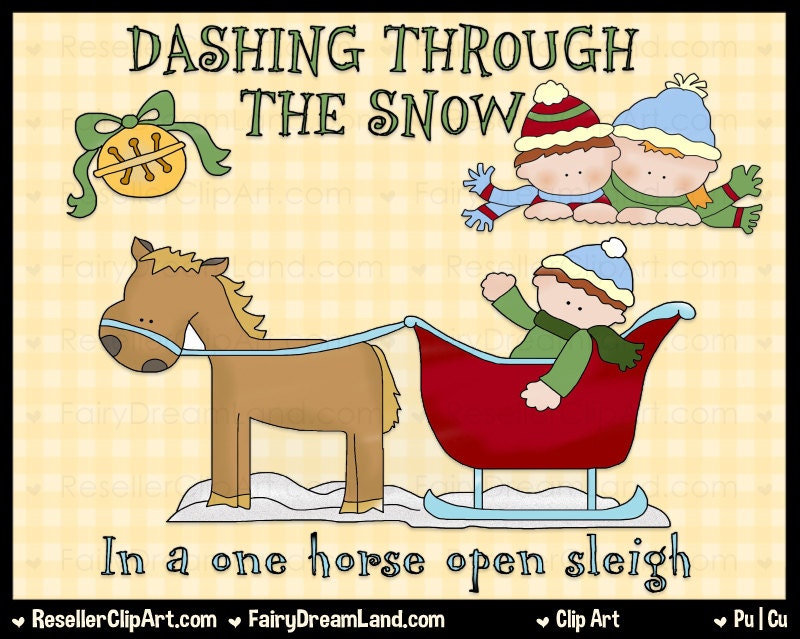 Dashing Through the Snow Digital Clip Art by ResellerClipArt