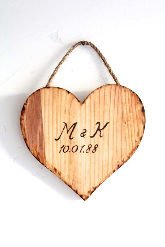 Items similar to Rustic Wood Heart, Custom Anniversary Gift, Handmade